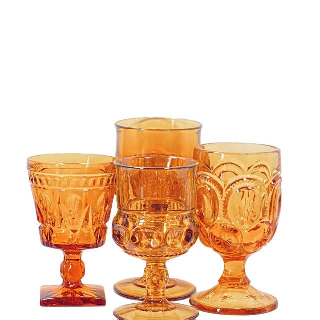Vintage Amber Assorted Goblets