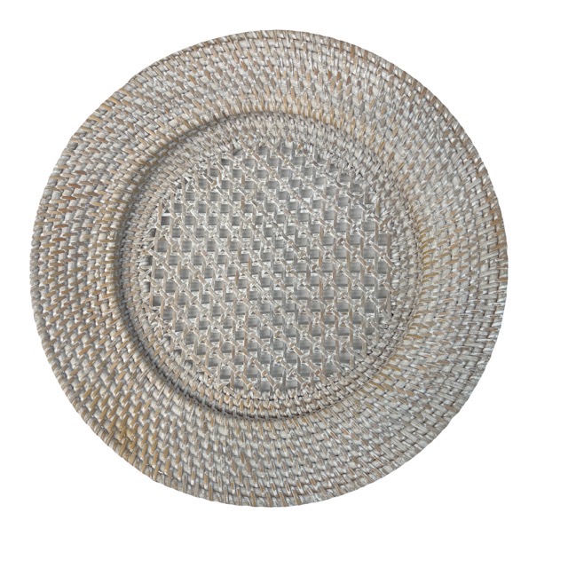 Rattan Charger-White wash